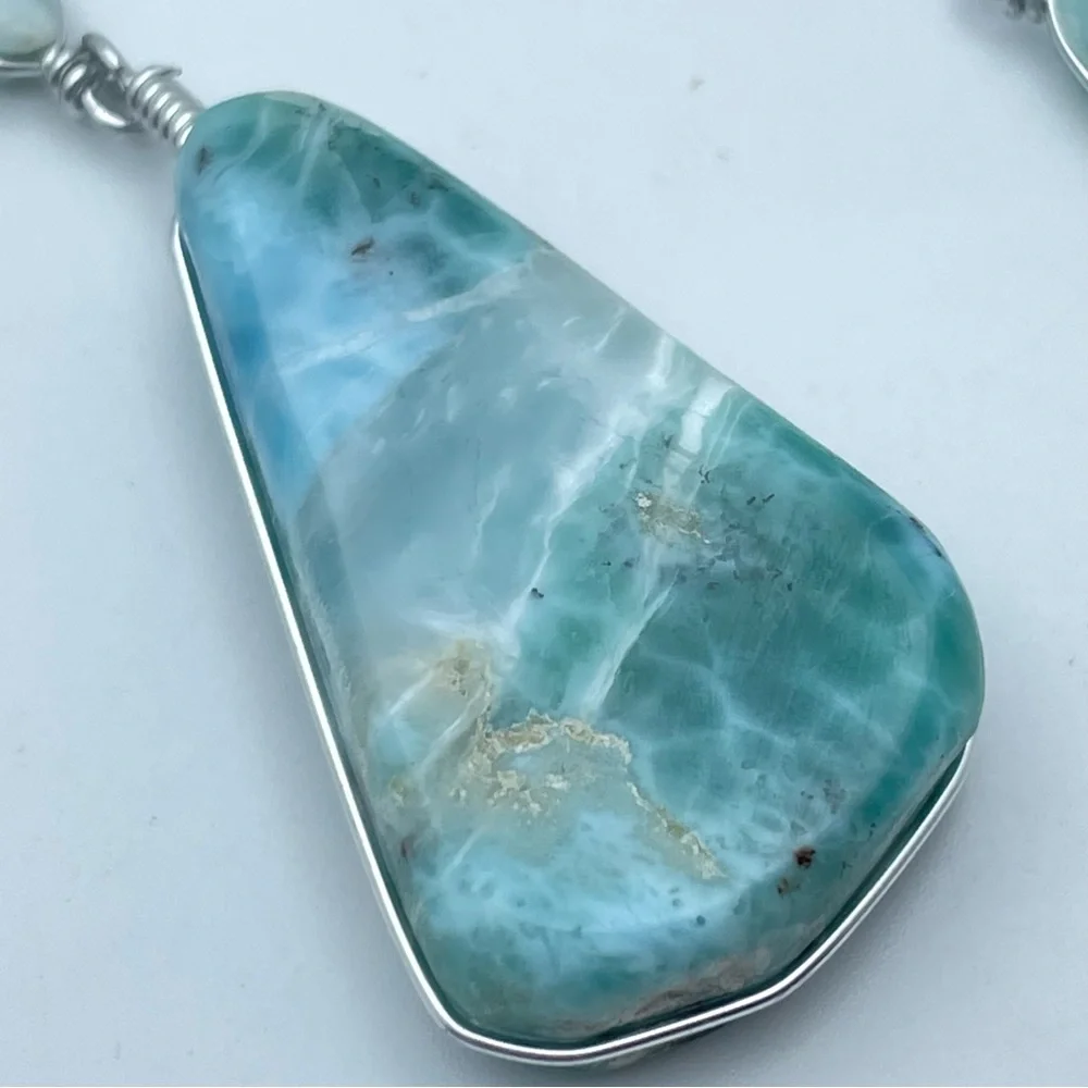 Genuine Larimar Necklace & Bracelet Set – Fine Caribbean Gemstone Jewelry